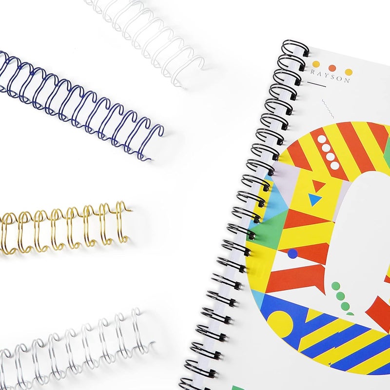 RAYSON WR21159M Wire Binding Spines, Multicolor, 2:1 Pitch Double Loop Binding Wires 5/8 Inch, 21-Loop Wire Ring Pack of 50 with Black, Gold, Blue, White, Silver - Image 3